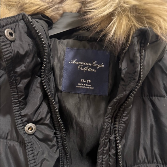 American Eagle Outfitters Black Puffer Coat with Fur Hood - Picture 7 of 14